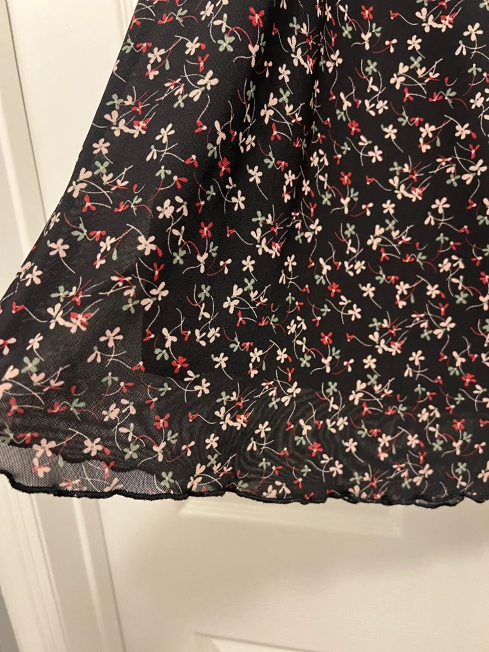 Black Floral Midi Skirt with Slit - Picture 5 of 7